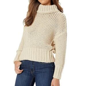 Free People My Only Sunshine Sweater XS Chunky Knit Linen Beige Cotton Blend NWT